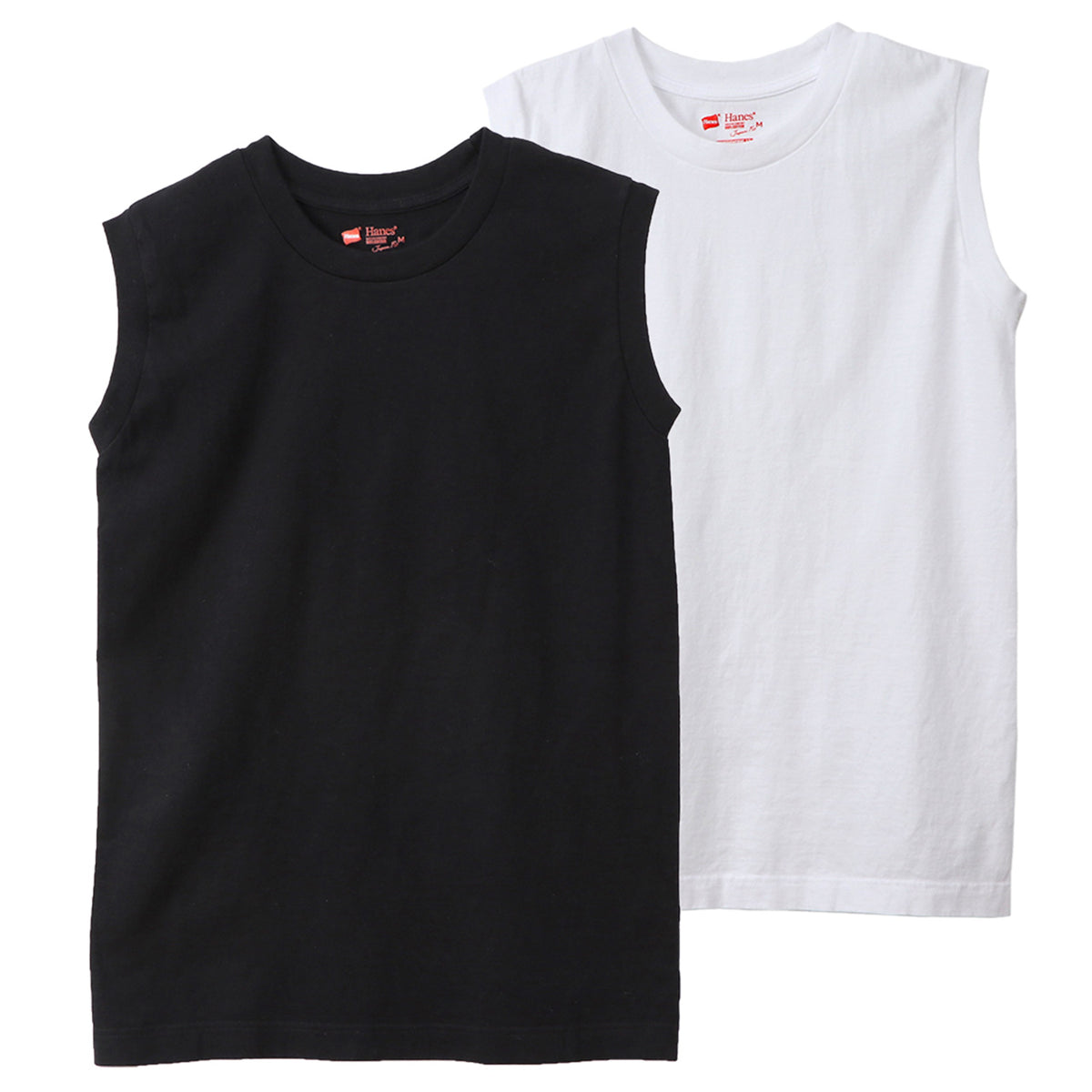 レディース スリーブレス Tシャツ 2枚組 M・L トップス コットン Tシャツ スリーブレス クルーネック 無地 hanes ジャパンフィット