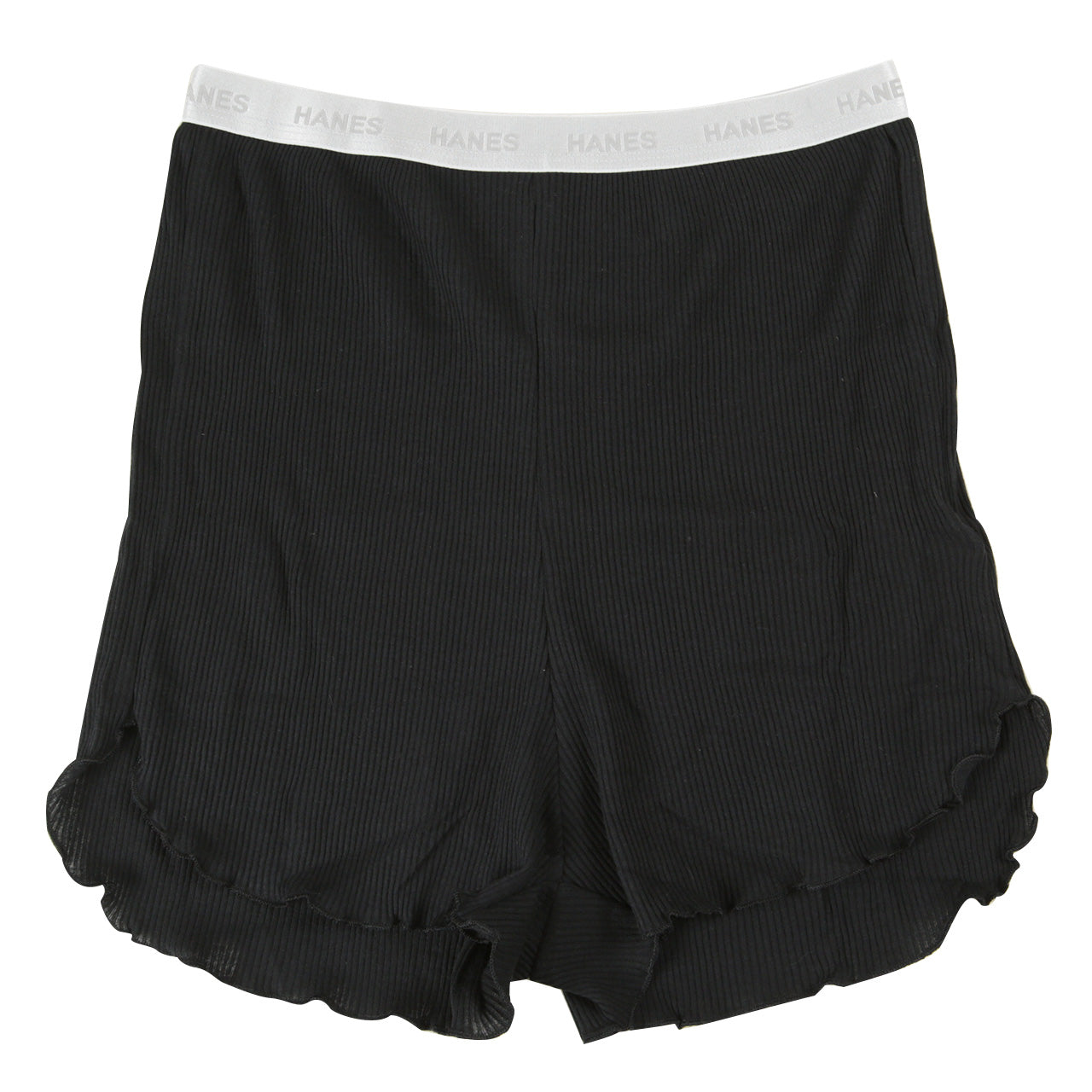 ヘインズ リブ ショートパンツ レディース 黒 グレー ピンク パンツ ルームウェア パジャマ 可愛い おしゃれ フリー hanes リブ生地 短パン ボトムス (在庫限り)