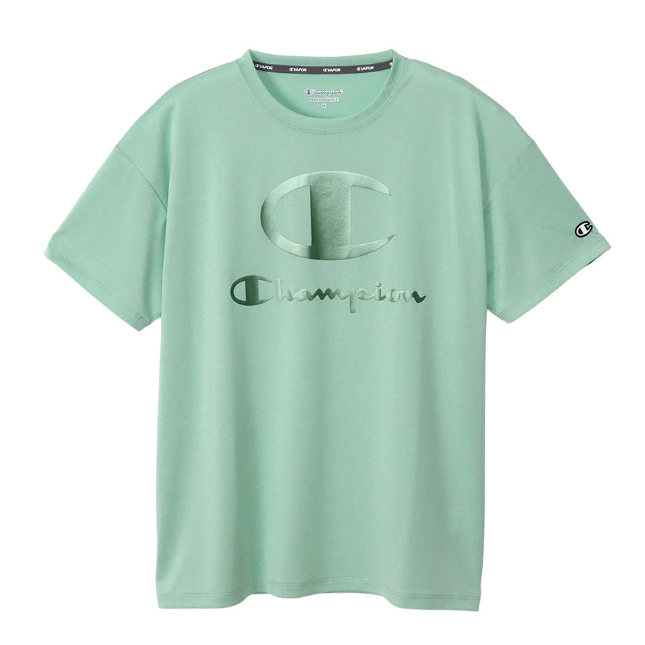 Champion Tシャツ レディース 半袖 婦人 ウエア シャツ トップス M L 吸汗 速乾 防臭 紫外線 ロゴ シンプル ジム (在庫限り)