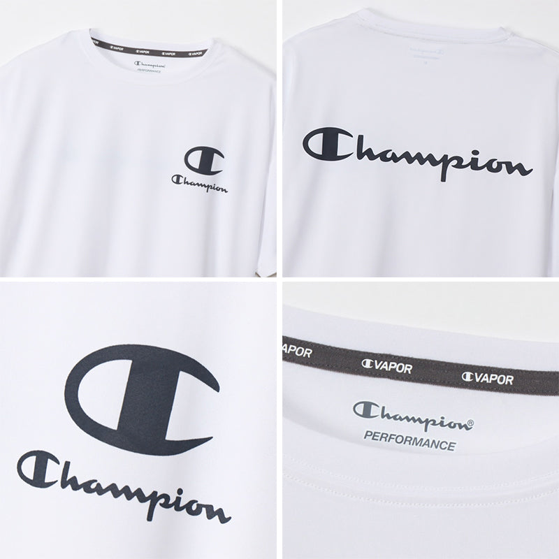 Champion レディース クルーネック Tシャツ 短め M・L チャンピオン tシャツ 半袖 UV スポーツ シャツ インナー (在庫限り)