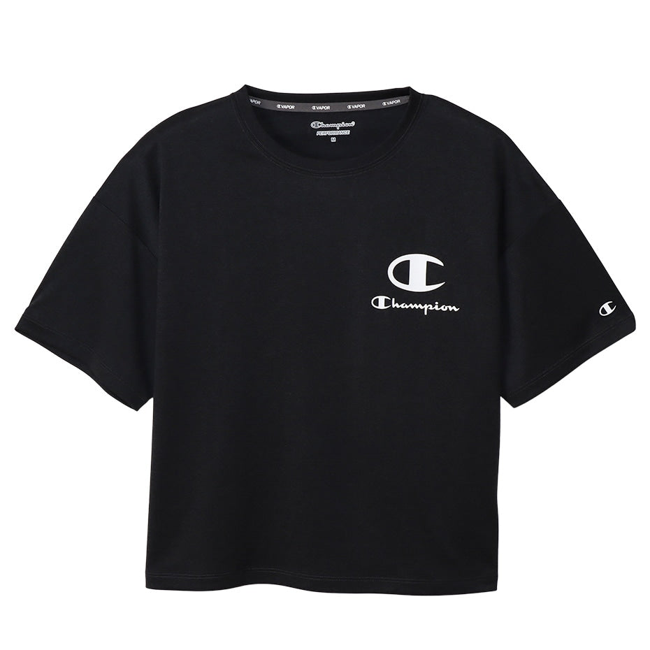 Champion レディース クルーネック Tシャツ 短め M・L チャンピオン tシャツ 半袖 UV スポーツ シャツ インナー (在庫限り)