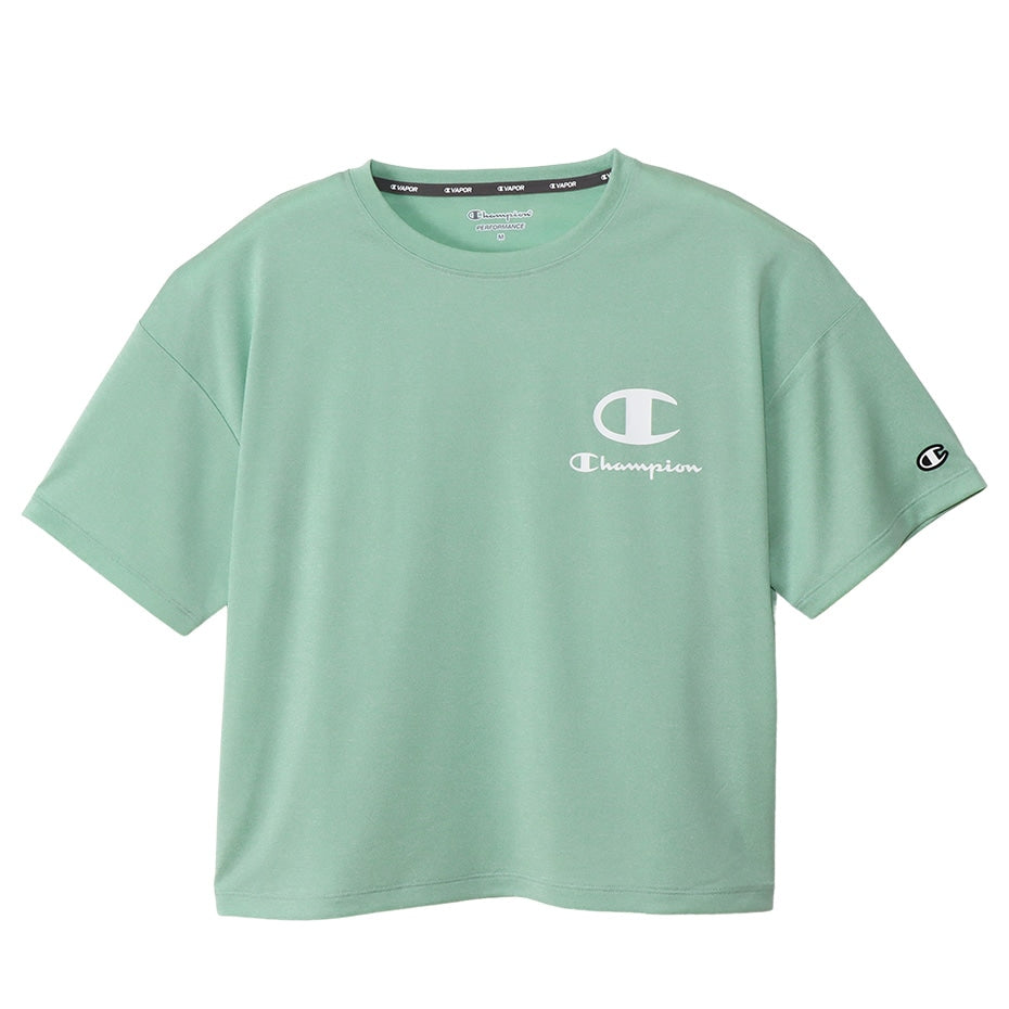 Champion レディース クルーネック Tシャツ 短め M・L チャンピオン tシャツ 半袖 UV スポーツ シャツ インナー (在庫限り)