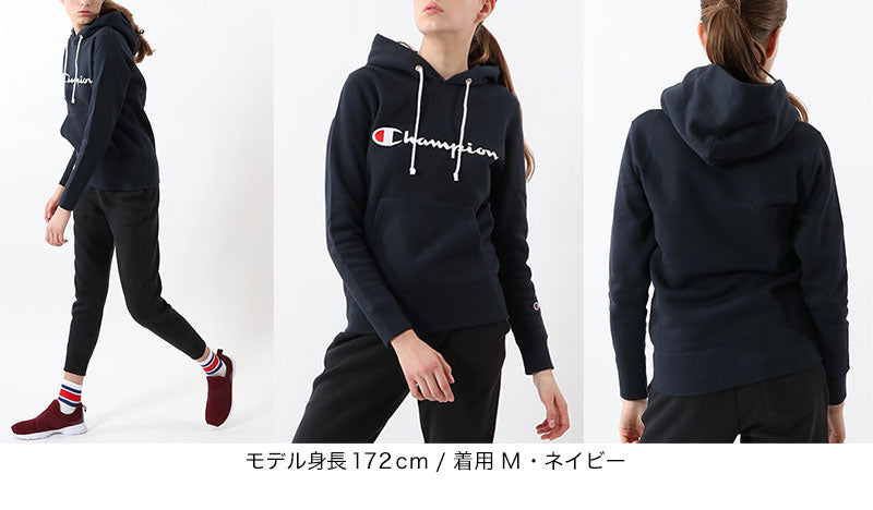 Champion レディース プルオーバー スウェットパーカー M・L (ロゴプリント チャンピオン ブランド ベーシック) (在庫限り)