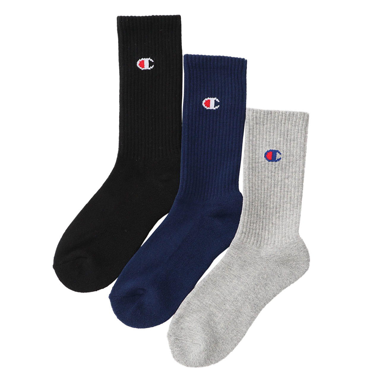 キッズ ソックス 靴下 チャンピオン 白 ワンポイント クルー丈 3足組 19-24cm (Champion 子供 男子) (在庫限り)