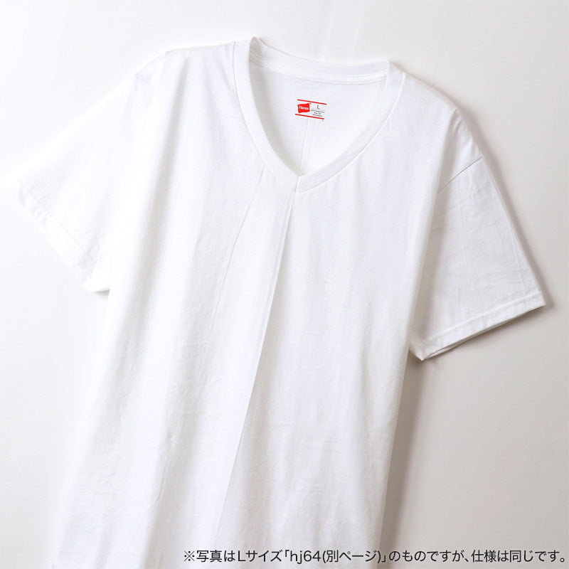 Hanes ビジカジ魂 VTシャツ 2枚組 BIG 3L~5L (V首 ヘインズ 綿100% Tシャツ 白 黒 無地 カジュアル HANES) (在庫限り)