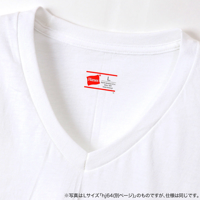 Hanes ビジカジ魂 VTシャツ 2枚組 BIG 3L~5L (V首 ヘインズ 綿100% Tシャツ 白 黒 無地 カジュアル HANES) (在庫限り)