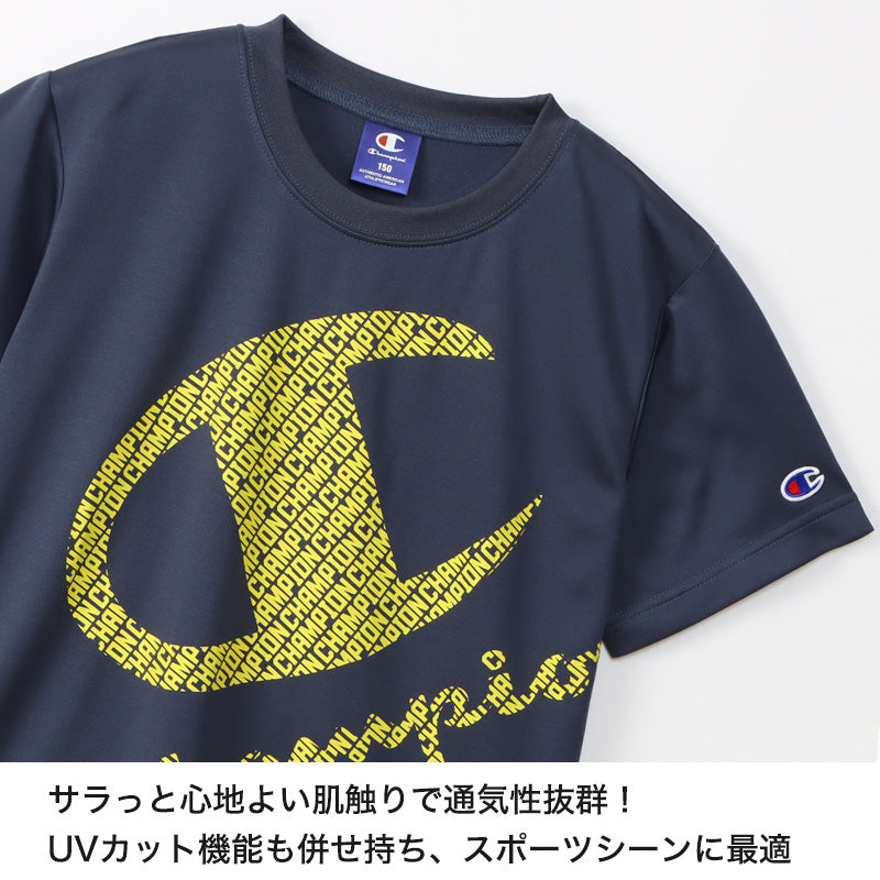 チャンピオン ボーイズ メッシュ クルーネックTシャツ 130cm~160cm Champion ジュニア ロゴ 子供 こども インナー アウター