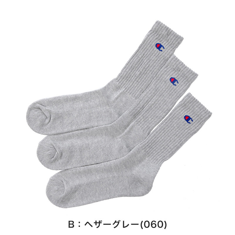 Champion ハーフパイル フルレングスソックス 3足セット S:23-25cm~L:27-29cm (チャンピオン セット 丈夫 厚手 厚地 綿 ワンポイント スポーツ ガテン Champion)