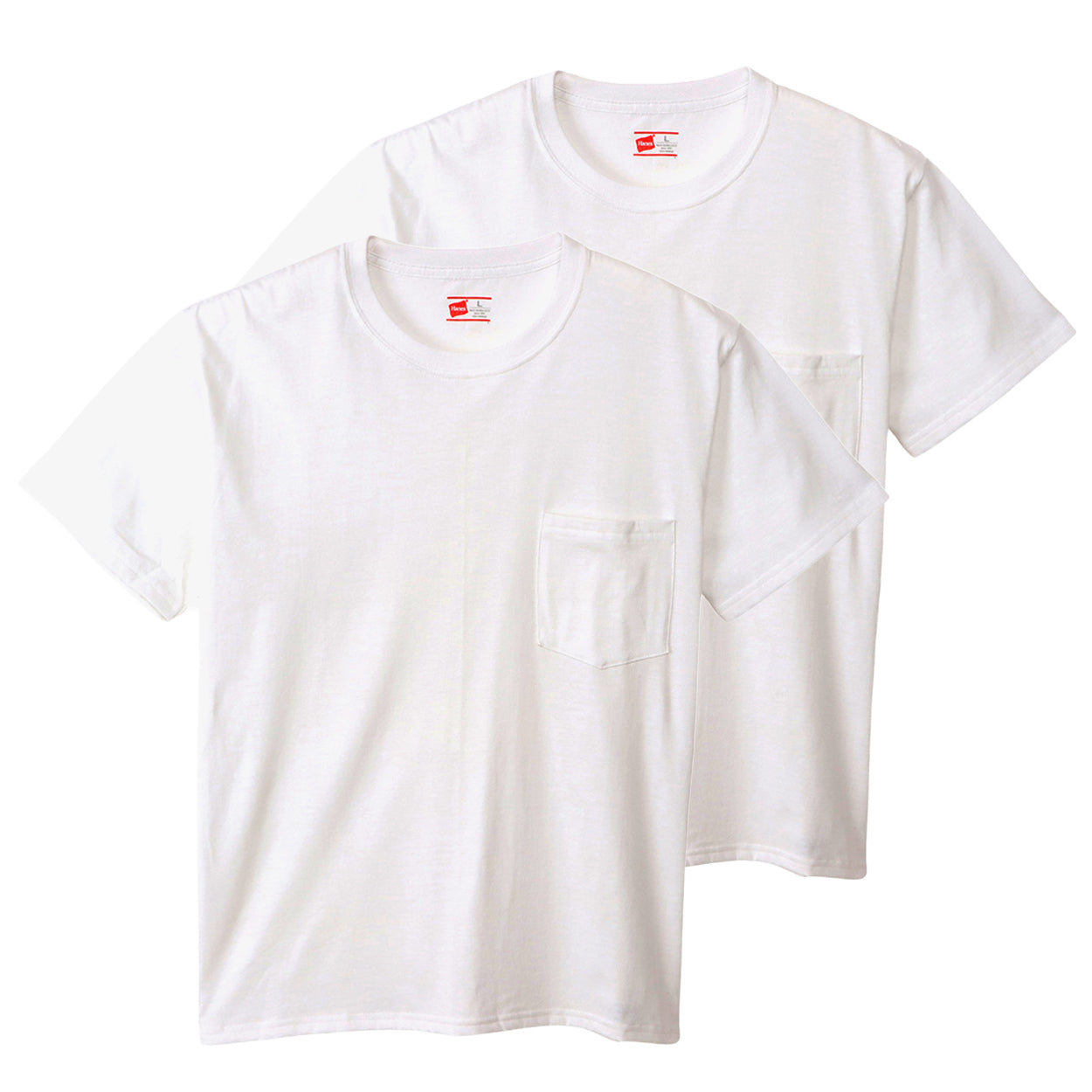 ヘインズ Tシャツ 綿100% メンズ 2枚組 白 黒 ポケット付き ビジネス ビジカジ魂 インナー スーツ カジュアル 抗菌防臭 M-LL (Hanes M L LL 男性 紳士 下着 カジュアル オフィス スマート フォーマルカジュアル) (在庫限り)