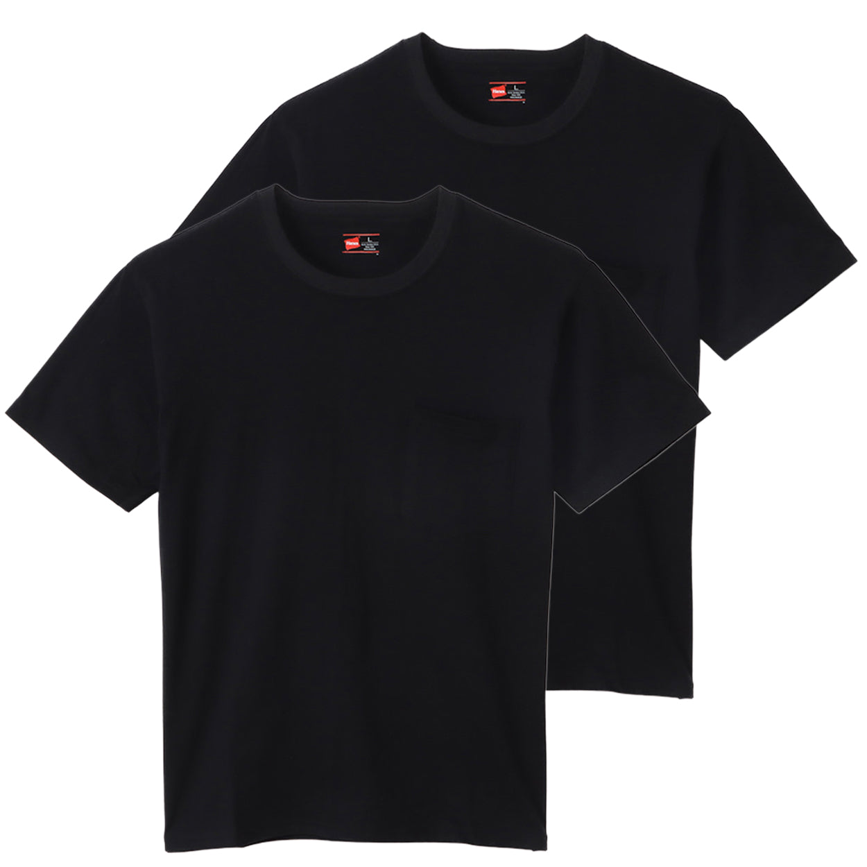 ヘインズ Tシャツ 綿100% メンズ 2枚組 白 黒 ポケット付き ビジネス ビジカジ魂 インナー スーツ カジュアル 抗菌防臭 3L-4L Hanes 3L 4L 男性 紳士 下着 カジュアル オフィス スマート フォーマルカジュアル (在庫限り)