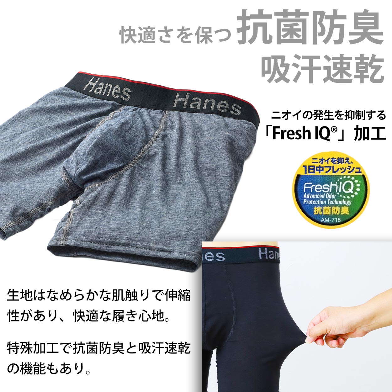 ボクサーブリーフ ボクサーパンツ メンズ 男性下着 無地 ヘインズ 股間ポケット 吸汗速乾 抗菌防臭 伸びる M~LL (Hanes 下着 インナー 伸縮性 蒸れない おしゃれ 彼氏 夫 誕生日 プレゼント)