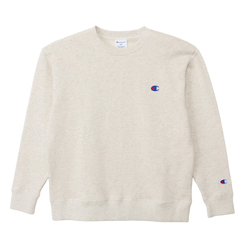 Champion チャンピオン キッズ スウェット トレーナー 綿100% 裏毛 クルーネック 丸首 長袖 フレンチテリー ロゴ刺繍 ワンポイント 子供 子ども ジュニア 男の子 女の子 100cm~160cm ユニセックス トップス 通学 普段着 部屋着 ルームウェア 春 秋