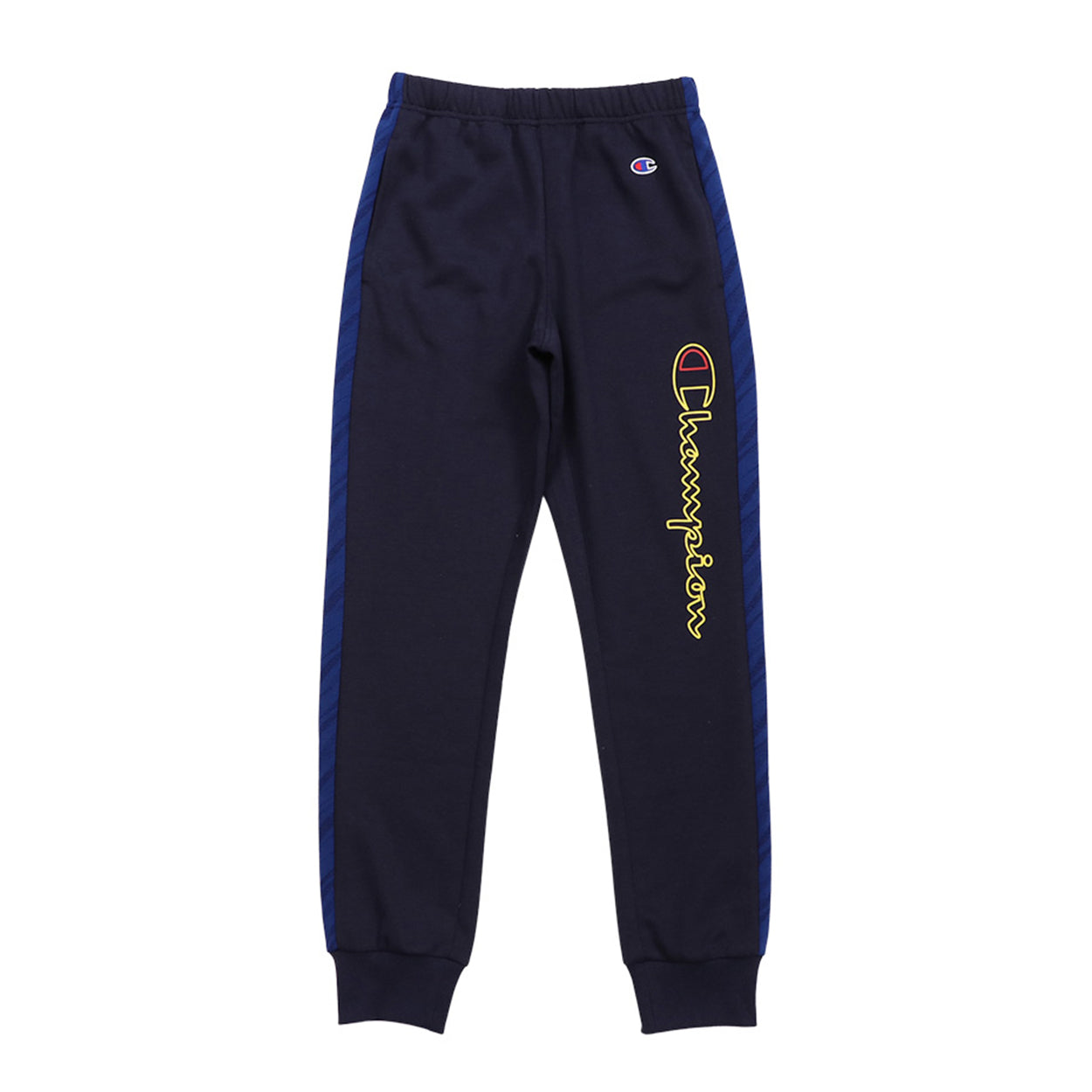 チャンピオン ロングパンツ キッズ 男の子 こども ジャージ スポーツ コットン ニット ロゴ ブランド 黒 ネイビー グレー 130cm~160cm champion 130 140 150 160 ボトムス ボーイズ 子供 子ども (在庫限り)