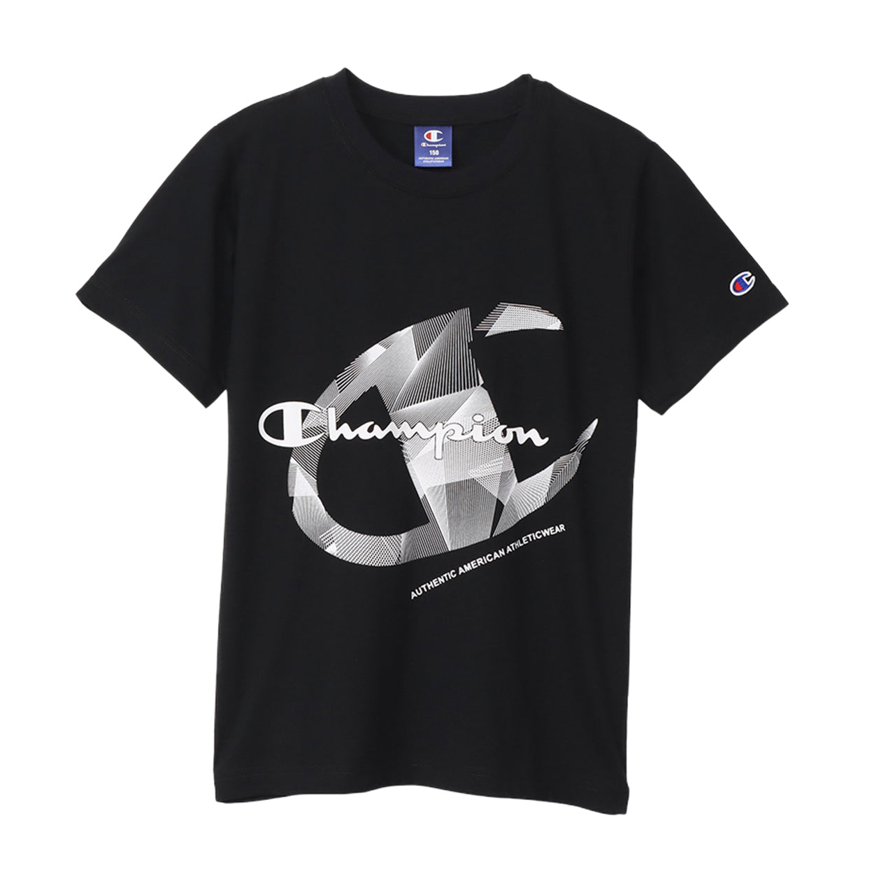 チャンピオン Tシャツ キッズ ジュニア 半袖 スポーツ 綿 コットン ロゴ ブランド スポーツウェア 黒 青 白 130cm~160cm (champion 130 140 150 160 トップス ボーイズ こども 男の子 女の子) (在庫限り)