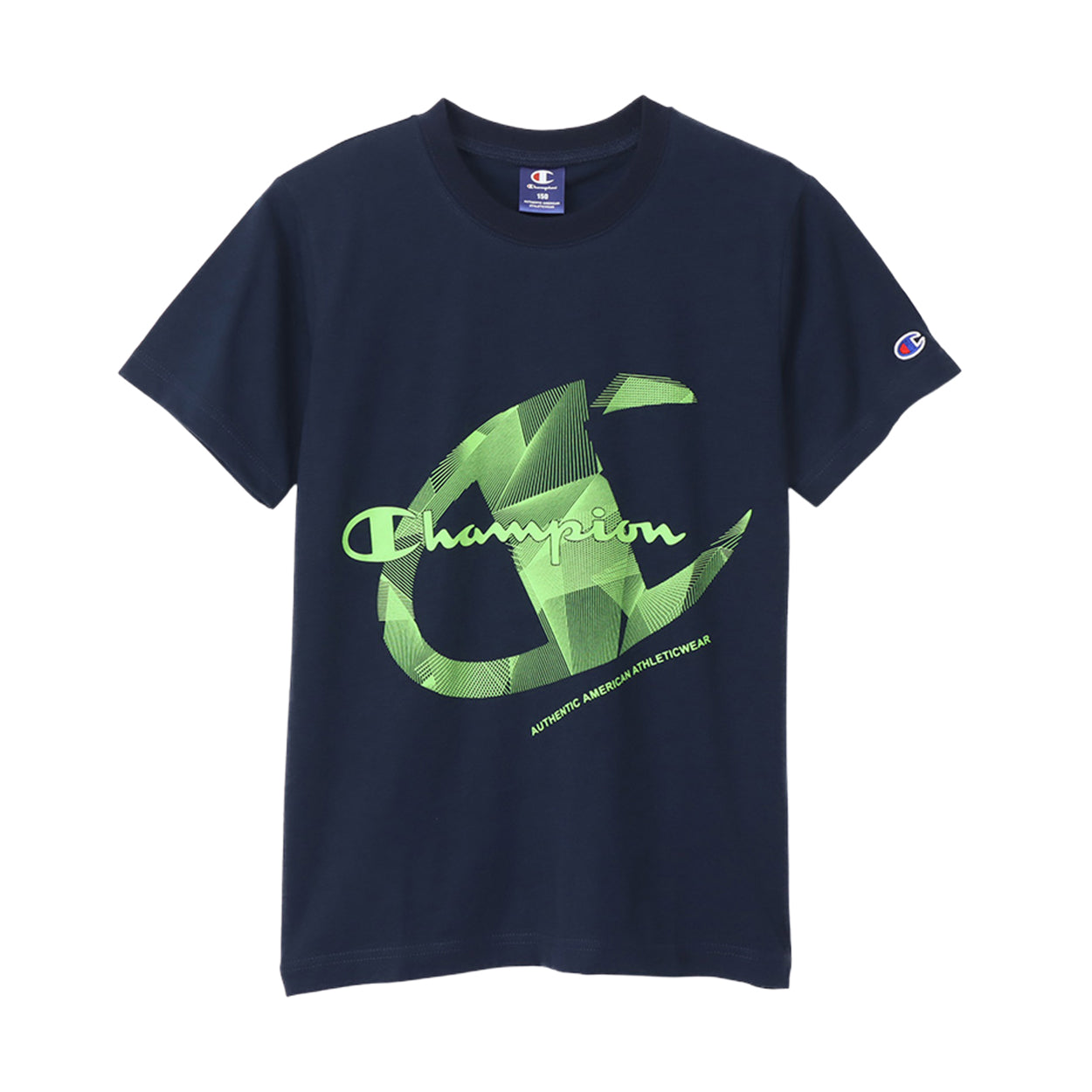 チャンピオン Tシャツ キッズ ジュニア 半袖 スポーツ 綿 コットン ロゴ ブランド スポーツウェア 黒 青 白 130cm~160cm (champion 130 140 150 160 トップス ボーイズ こども 男の子 女の子) (在庫限り)