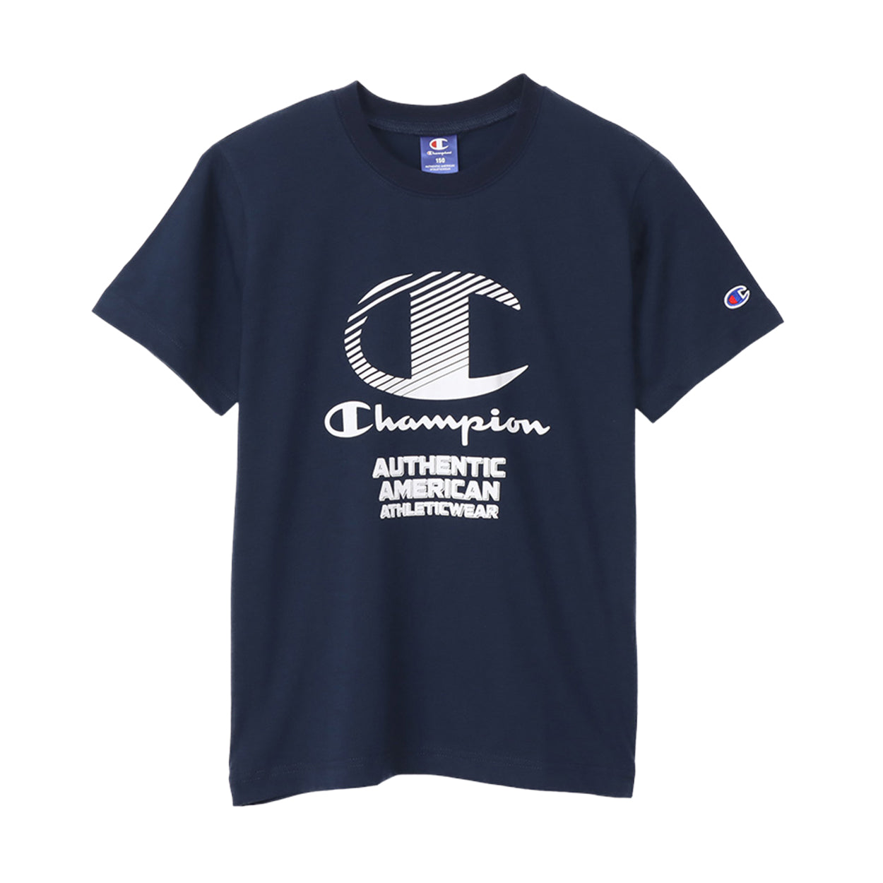 チャンピオン Tシャツ キッズ ジュニア 半袖 スポーツ 綿 コットン ロゴ ブランド スポーツウェア 黒 青 白 130cm~160cm (champion 130 140 150 160 トップス ボーイズ こども 男の子 女の子) (在庫限り)