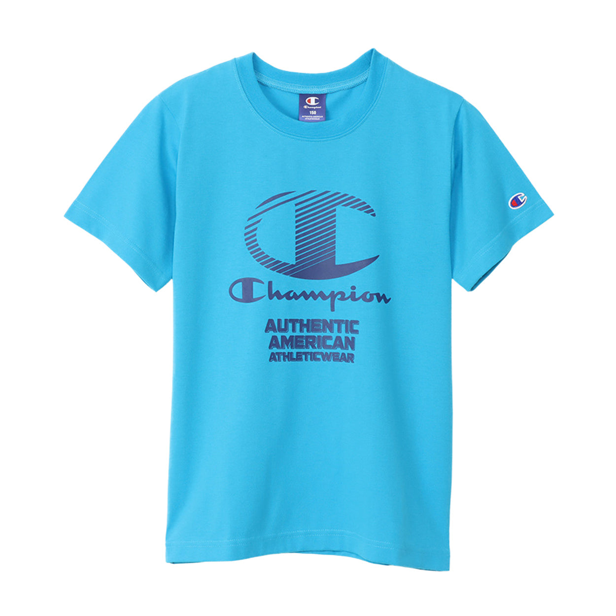 チャンピオン Tシャツ キッズ ジュニア 半袖 スポーツ 綿 コットン ロゴ ブランド スポーツウェア 黒 青 白 130cm~160cm (champion 130 140 150 160 トップス ボーイズ こども 男の子 女の子) (在庫限り)