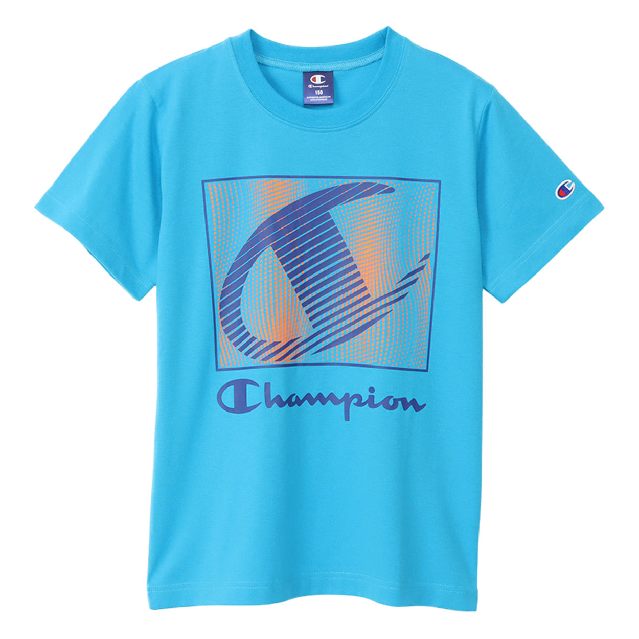 チャンピオン Tシャツ キッズ ジュニア 半袖 スポーツ 綿 コットン ロゴ ブランド スポーツウェア 黒 青 白 130cm~160cm (champion 130 140 150 160 トップス ボーイズ こども 男の子 女の子) (在庫限り)