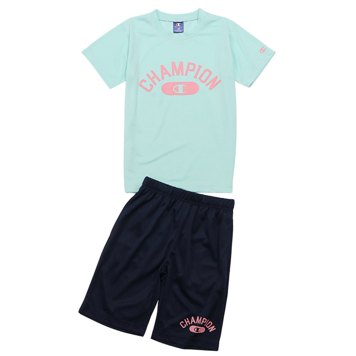 キッズ 女の子 tシャツ ハーフパンツ 上下セット 半袖 短パン 半ズボン 130cm~160cm champion 130 140 150 160 吸汗速乾 スポーツ 子供 チャンピオン (在庫限り)
