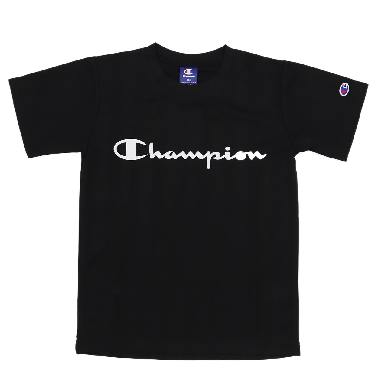チャンピオン Tシャツ キッズ こども 半袖 スポーツ 吸水速乾 ロゴ ブランド 黒 白 青 紫 110cm~160cm champion トップス ボーイズ 子供 子ども 男の子 女の子 セットアップ (在庫限り)