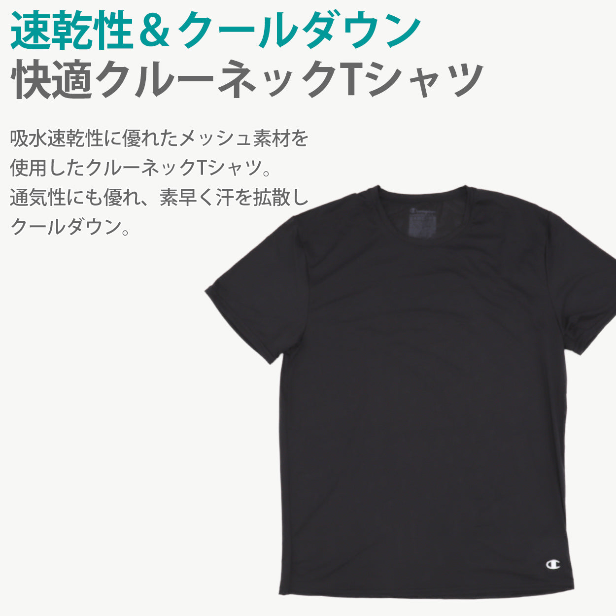 チャンピオン メンズ tシャツ インナー 半袖 メッシュ 吸汗速乾 クルーネック M-LL スポーツ 運動 下着 男性 紳士 肌着 アンダーウェア (在庫限り)