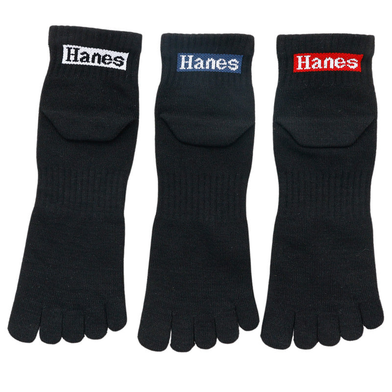 ヘインズ 5本指ソックス メンズ 3足組 靴下 ショートレングス ノンパイル コットン 25-27cm hanes 紳士 五本指 くつ下 25cm 25.5cm 26cm 26.5cm 27cm 綿混