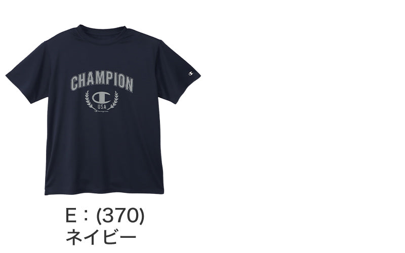 Champion Tシャツ メンズ 半袖 紳士 ウエア シャツ トップス M L XL 吸汗 速乾 抗菌 防臭 紫外線 反射材 ロゴ シンプル ジム (在庫限り)