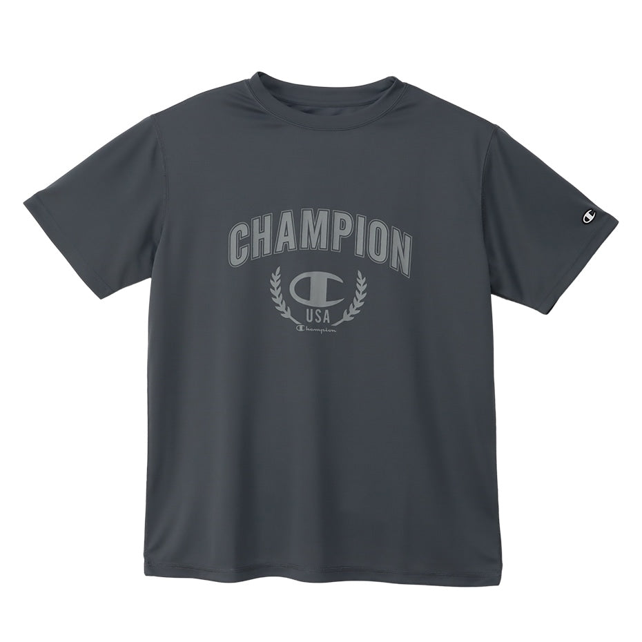 Champion Tシャツ メンズ 半袖 紳士 ウエア シャツ トップス M L XL 吸汗 速乾 抗菌 防臭 紫外線 反射材 ロゴ シンプル ジム (在庫限り)