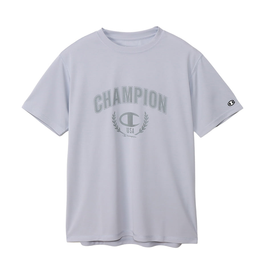 Champion Tシャツ メンズ 半袖 紳士 ウエア シャツ トップス M L XL 吸汗 速乾 抗菌 防臭 紫外線 反射材 ロゴ シンプル ジム (在庫限り)