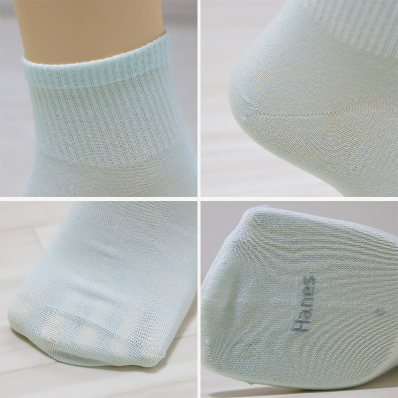 靴下 レディース 3足組 綿混 クォーターレングス ソックス ヘインズ hanes 23-25cm ショートソックス 3足セット 女子 女の子 女性 くつ下 カラー (在庫限り)