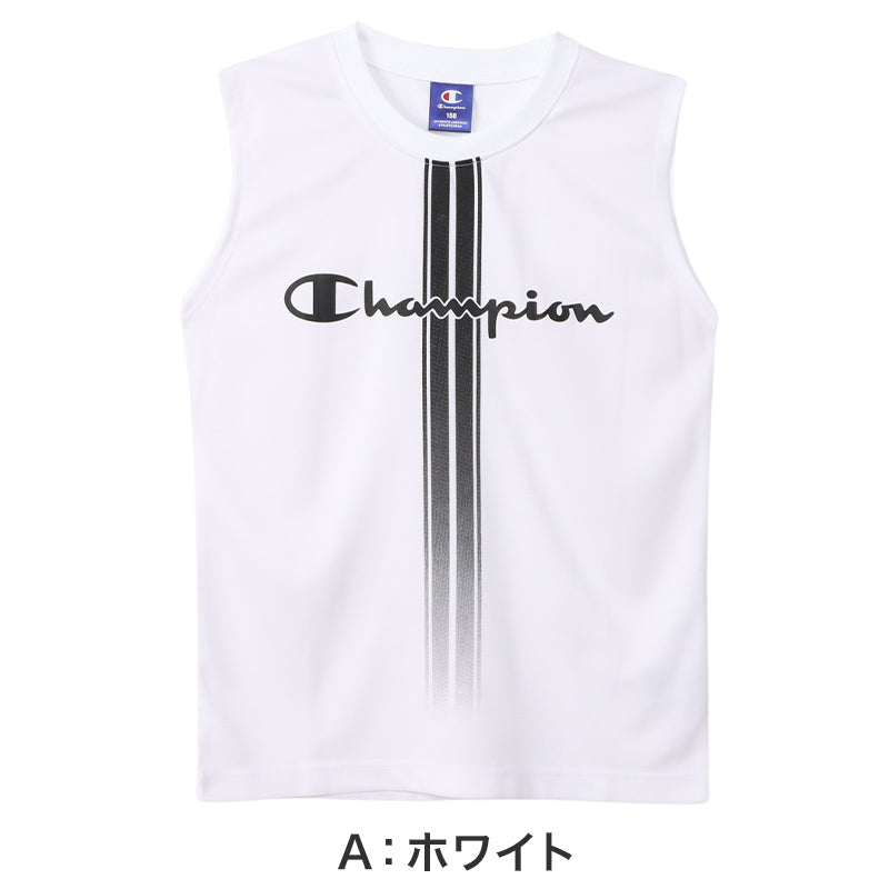 チャンピオン キッズ スリーブレスシャツ タンクトップ 130cm~160cm ノースリーブ ランニング 男の子 子供 白 ネイビー 速乾 男子 肌着 クルーネック 丸首 袖なし Champion