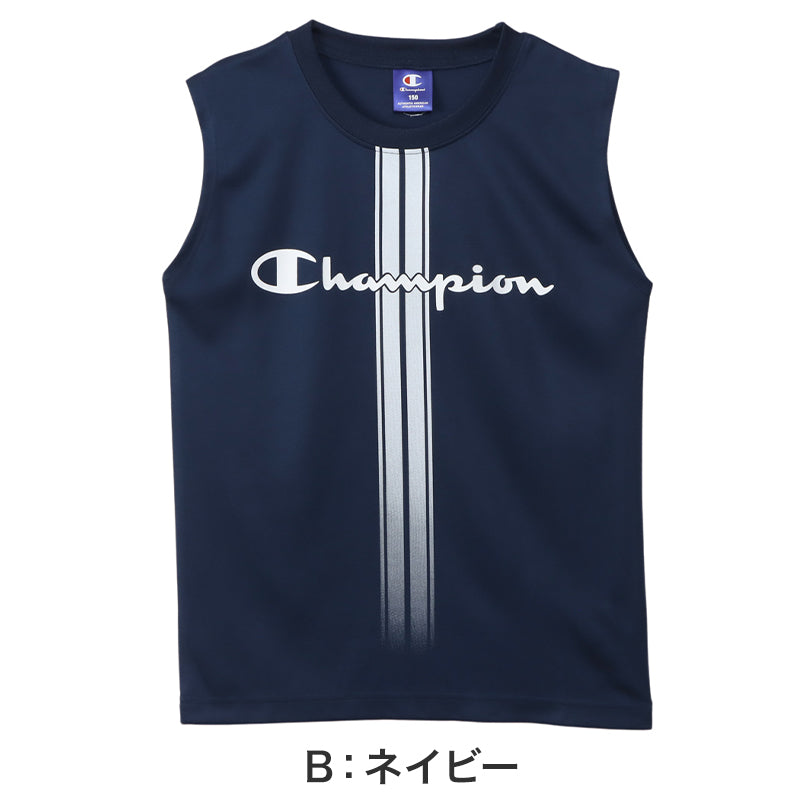 チャンピオン キッズ スリーブレスシャツ タンクトップ 130cm~160cm ノースリーブ ランニング 男の子 子供 白 ネイビー 速乾 男子 肌着 クルーネック 丸首 袖なし Champion