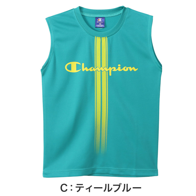チャンピオン キッズ スリーブレスシャツ タンクトップ 130cm~160cm ノースリーブ ランニング 男の子 子供 白 ネイビー 速乾 男子 肌着 クルーネック 丸首 袖なし Champion