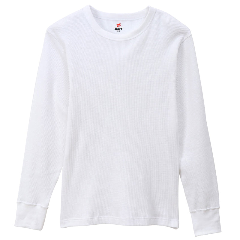 ヘインズ BEEFY ビーフィー メンズ サーマル クルーネック ロングスリーブ S~XL Hanes ワッフル生地 ヘビーウェイト トップス 長袖Tシャツ 男性 丈夫 無地 BEEFY-T
