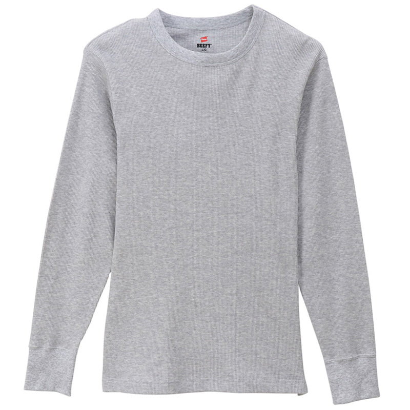 ヘインズ BEEFY ビーフィー メンズ サーマル クルーネック ロングスリーブ S~XL Hanes ワッフル生地 ヘビーウェイト トップス 長袖Tシャツ 男性 丈夫 無地 BEEFY-T