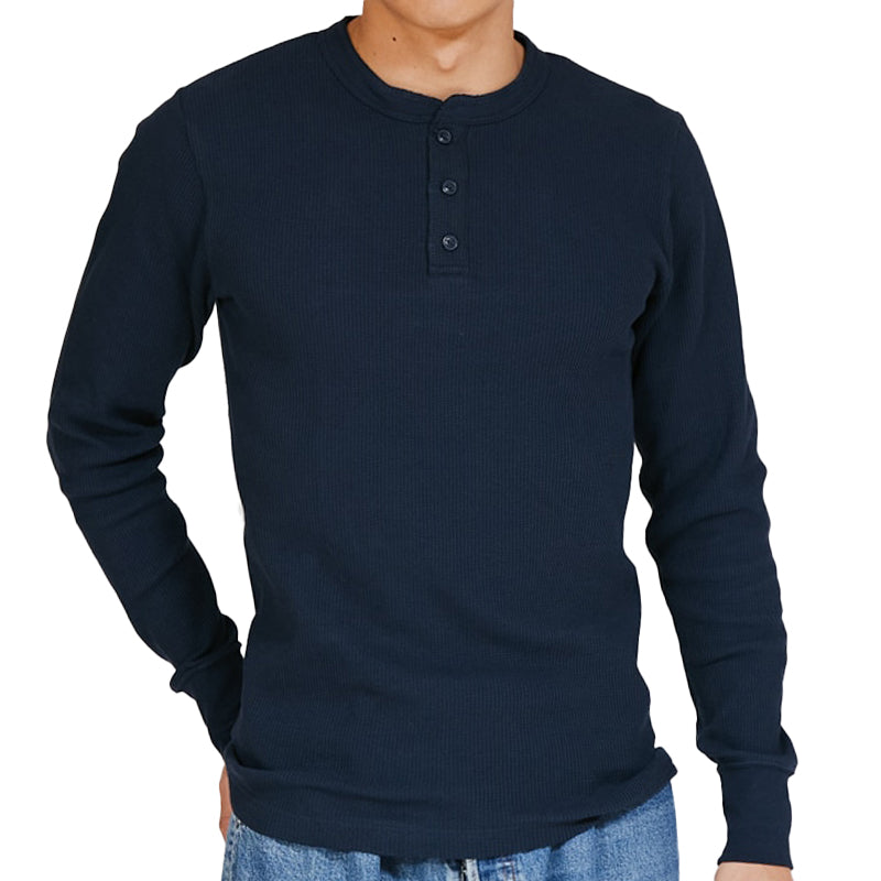 ヘインズ BEEFY ビーフィー メンズ サーマル ヘンリーネック ロングスリーブ S~XL Hanes ワッフル生地 ヘビーウェイト トップス 長袖Tシャツ 男性 丈夫 無地 BEEFY-T