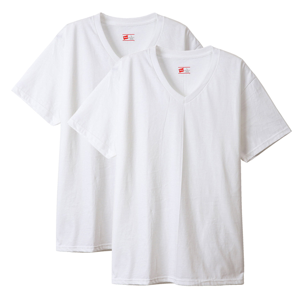 メンズ 半袖 シャツ tシャツ Vネック Hanes ビジカジ魂 2枚組 M~LL (V首 ヘインズ 綿100% Tシャツ 白 黒 無地 カジュアル HANES) (在庫限り)