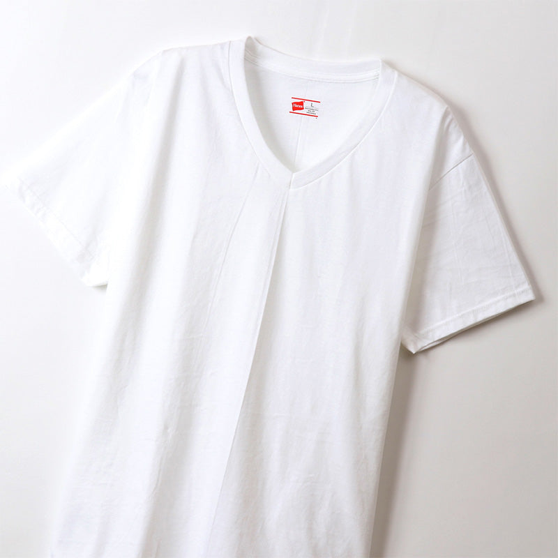 メンズ 半袖 シャツ tシャツ Vネック Hanes ビジカジ魂 2枚組 M~LL (V首 ヘインズ 綿100% Tシャツ 白 黒 無地 カジュアル HANES) (在庫限り)