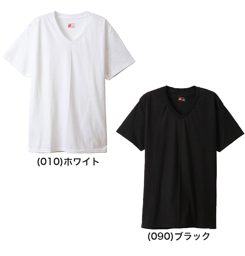メンズ 半袖 シャツ tシャツ Vネック Hanes ビジカジ魂 2枚組 M~LL (V首 ヘインズ 綿100% Tシャツ 白 黒 無地 カジュアル HANES) (在庫限り)