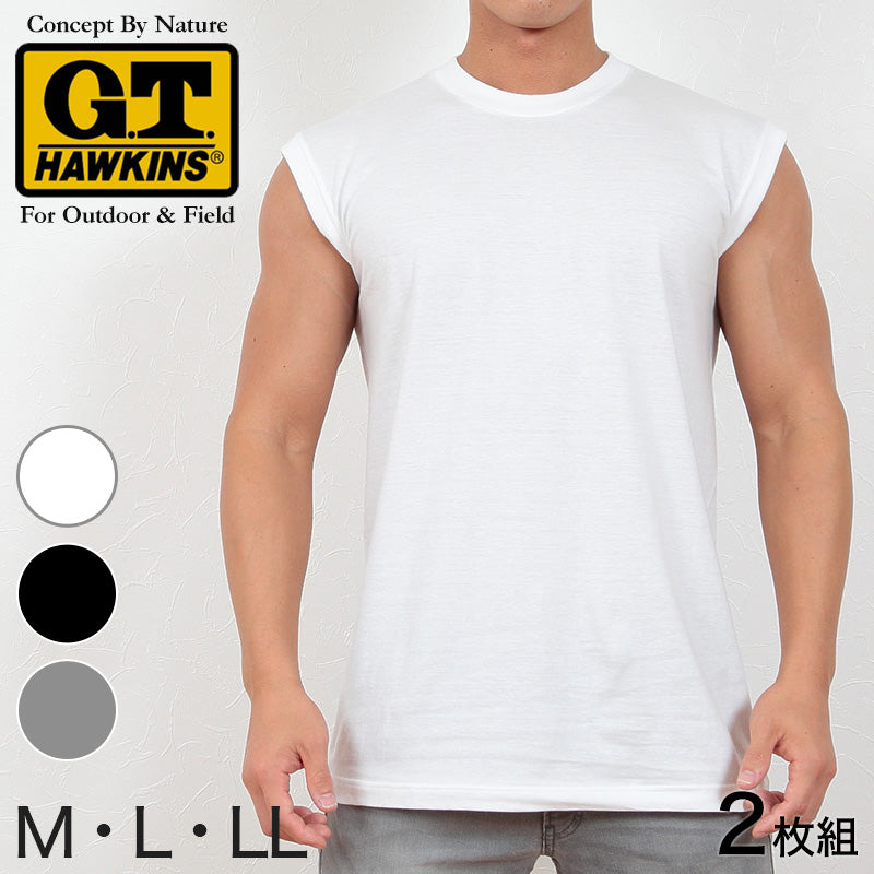 グンゼ サーフシャツ メンズ 綿100% 肌着 2枚組 M~LL GTホーキンス ノースリーブ 下着 シャツ クルーネック 男性 紳士 スリーブレス セット インナー M L LL