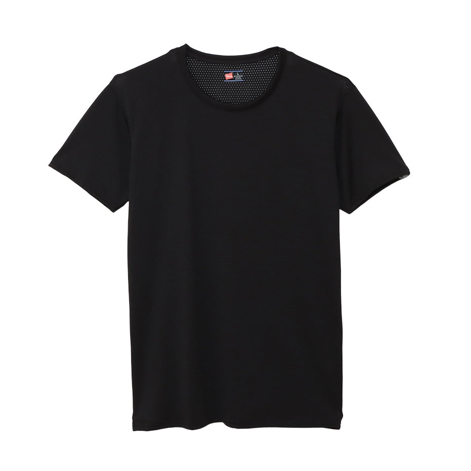 ヘインズ クルーネック Tシャツ メッシュ 2枚組 M~LL Hanes メンズ 下着 肌着 tシャツ シャツ インナー 半袖 丸首 速乾 スポーツ M L LL