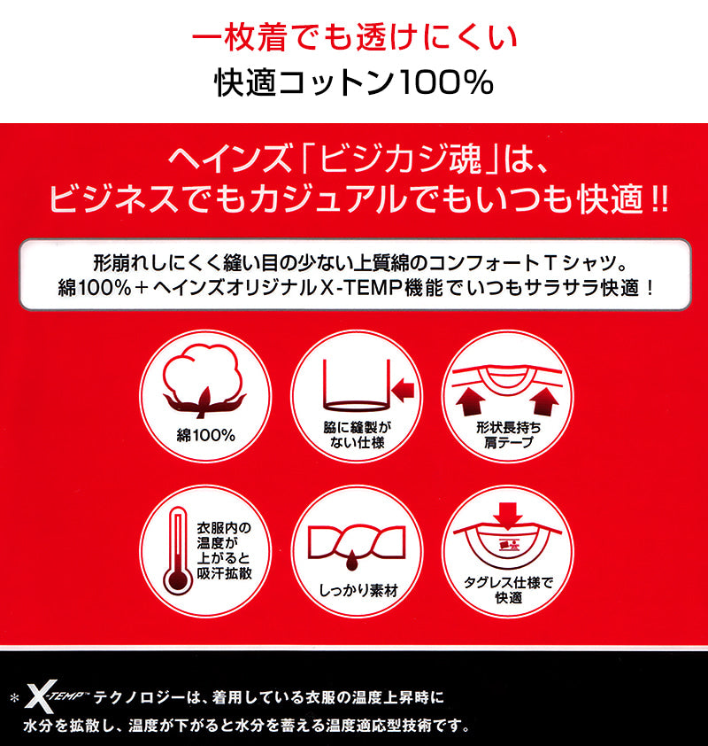 ヘインズ ビジカジ魂 クルーネックTシャツ 2枚組 M~LL (Hanes BIZICAZI DAMASHII メンズ 綿100% 白 黒) (在庫限り)