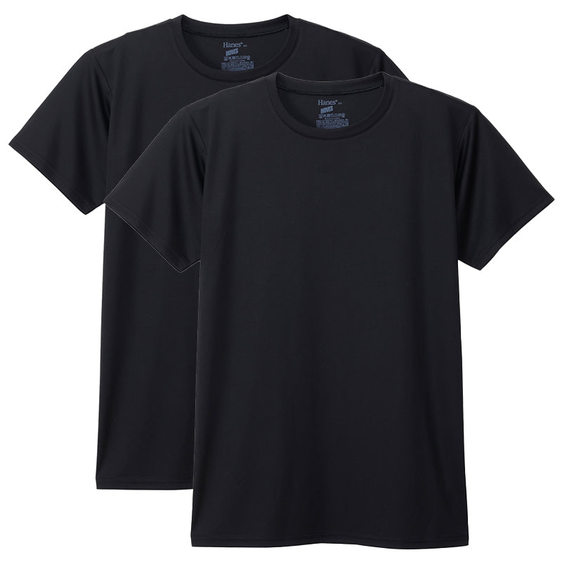 メンズ Tシャツ HANES ヘインズ メッシュTシャツ 2枚組 半袖 インナー 吸汗速乾 ドライ 通気性 スクエアメッシュ タグレス 大きいサイズ 3L~5L クルーネック スポーツ 下着 インナーシャツ 白 黒