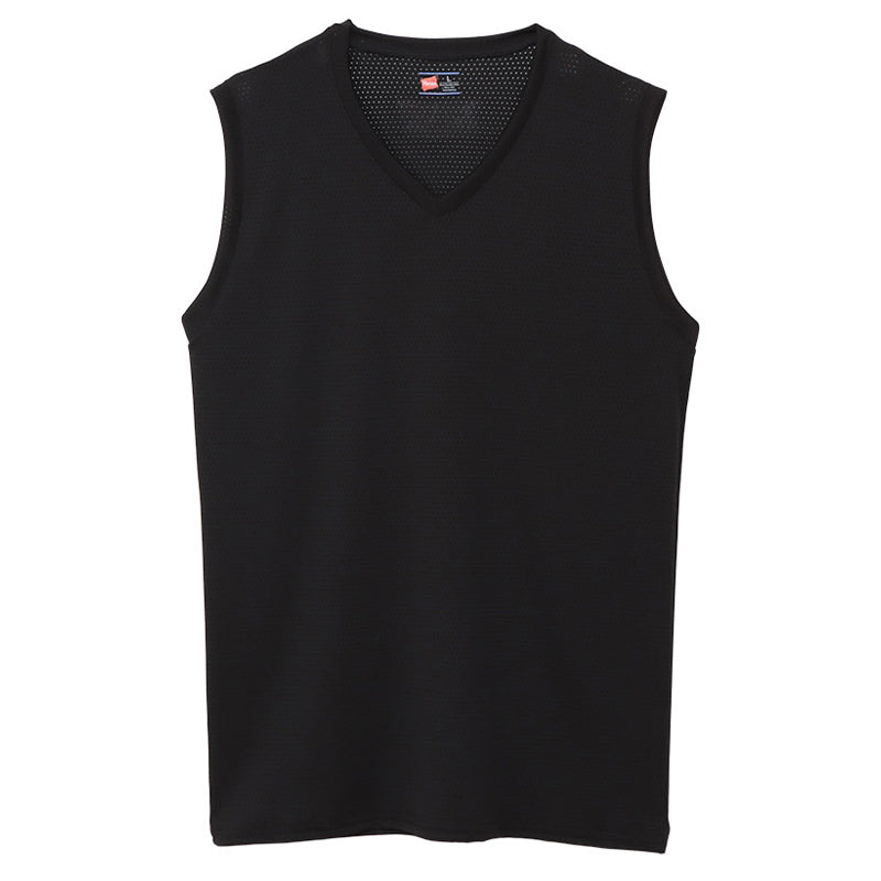 ヘインズ シャツ メンズ ノースリーブ Vネックシャツ 2枚組 3L~5L (Hanes 吸汗速乾 軽さらメッシュ 軽量ドライ 通気性 ハードスポーツ 大きいサイズあり 大きめ 3L 4L 5L) (在庫限り)