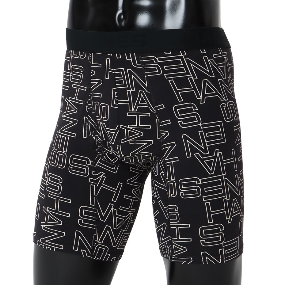 ボクサーブリーフ メンズ 下着 ヘインズ 前開き パンツ ムレ S M L LL Hanes インナー ニオイ 通気性 ボクサー ブリーフ 男性 紳士 伸縮性 ストレッチ 迷彩 文字 (在庫限り)