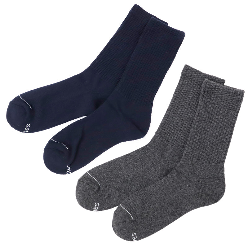 靴下 メンズ クルーソックス 2足組 Hanes ヘインズ ソックス 綿 クルー丈 ハーフパイル リブソックス スポーツ カジュアル 23-25cm・25-27cm 通勤 通学 シンプル おしゃれ 男性用