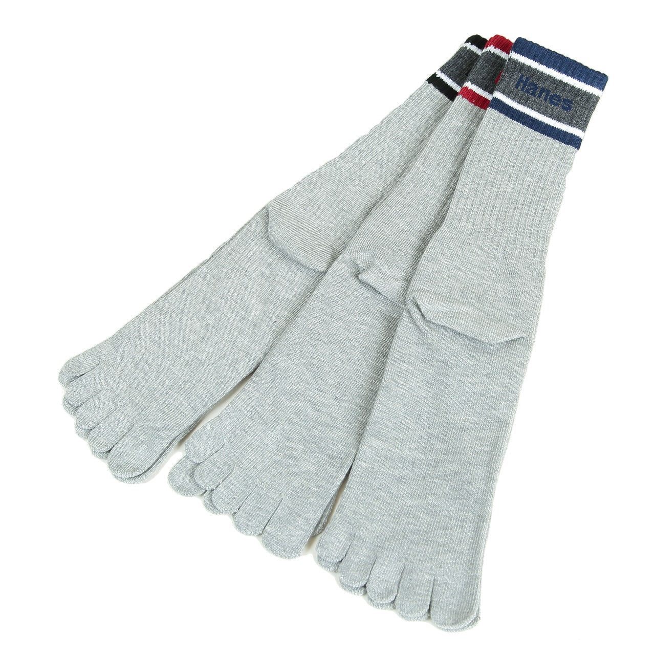 ヘインズ 5本指ソックス メンズ ノンパイル 五本指 靴下 フルレングス 3足組 25-27cm (hanes クルー丈 ソックス セット 男性) (在庫限り)
