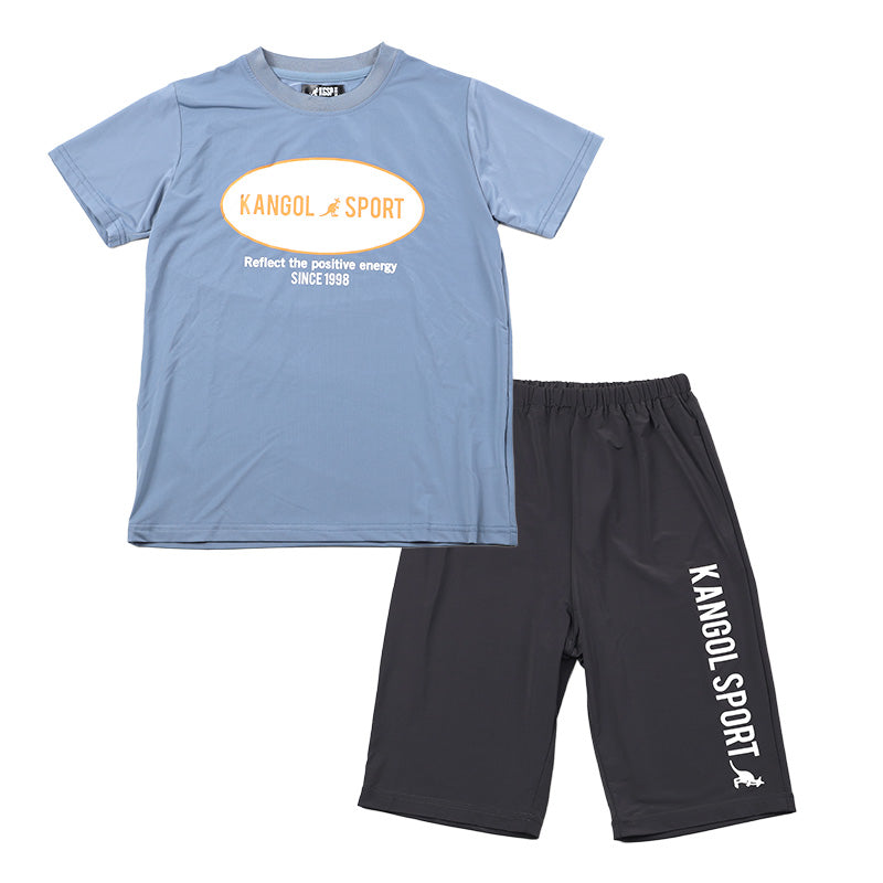 キッズ パジャマ 半袖 半ズボン 男の子 カンゴール 130 140 150 160 cm 子供 春 夏 ルームウェア 部屋着 上下セット セットアップ ジュニア 子供服 水色 ブルー 灰 グレー (在庫限り)
