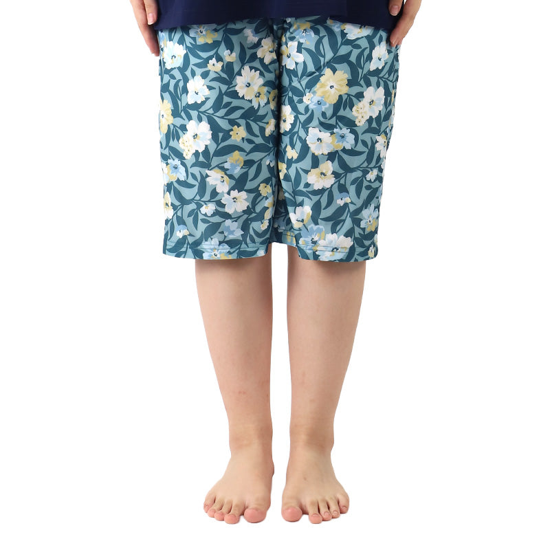 冷感 ルームパンツ レディース 夏 ひんやり 冷たい 涼しい ニット リラックス 半ズボン M L LL 5分丈 ルームウェア 部屋着 ステテコ イージーパンツ ウエストゴム ポケット ストレッチ パジャマ ボトム 薄手