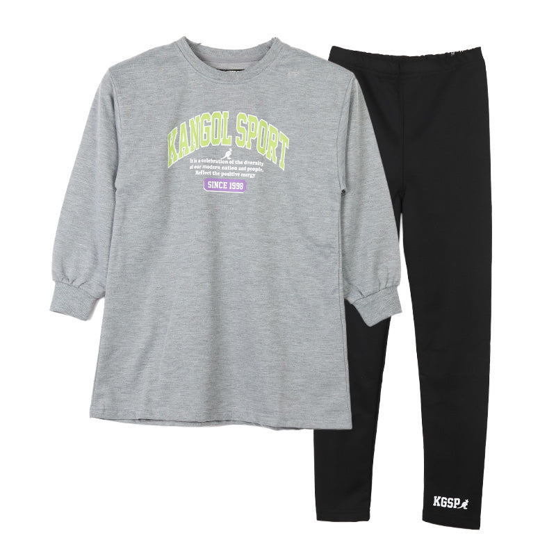 女の子 子供服 ルームウェア トレーナー ミニ裏毛 スウェット レギパン 上下セット 長袖 長ズボン 130 140 150 160 レギンスパンツ カンゴール ガールズ キッズ ジュニア 通学 スポーツ セットアップ カジュアル 黒 部屋着 パジャマ スポーティ 秋 春 (在庫限り)